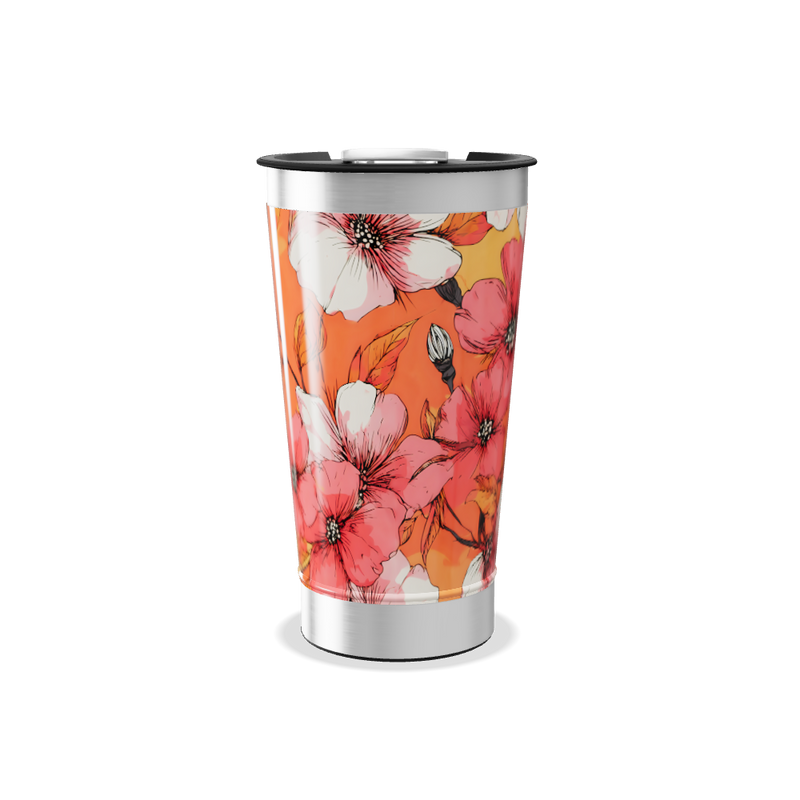 Copo Térmico - Floral Laranja Aço Inox