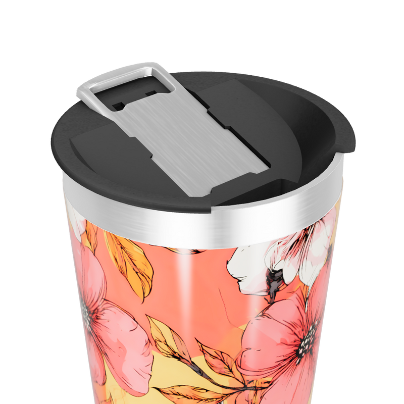 Copo Térmico - Floral Laranja Aço Inox