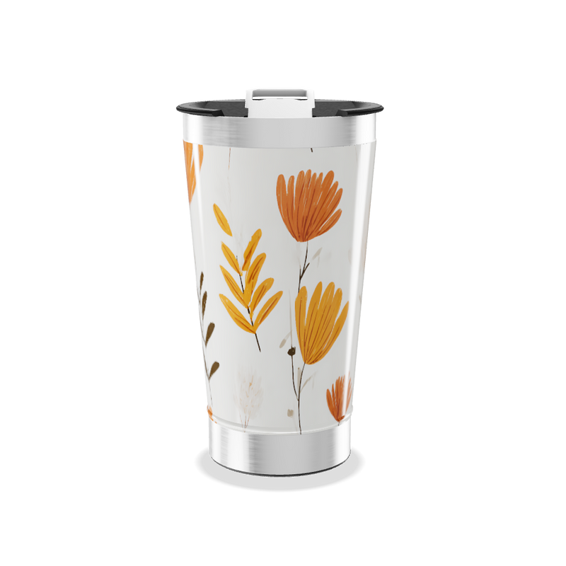 Copo Térmico - Floral Laranja Aço Inox