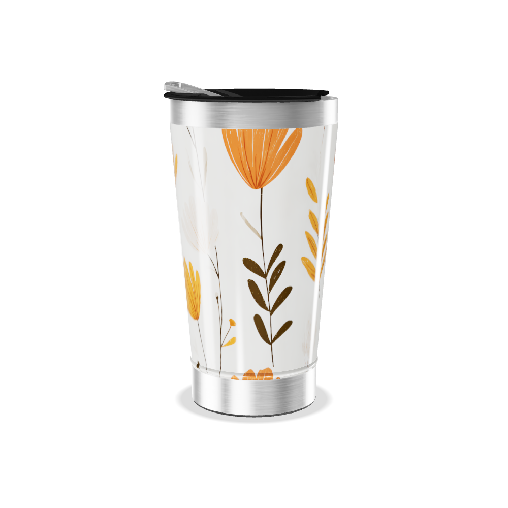 Copo Térmico - Floral Laranja Aço Inox