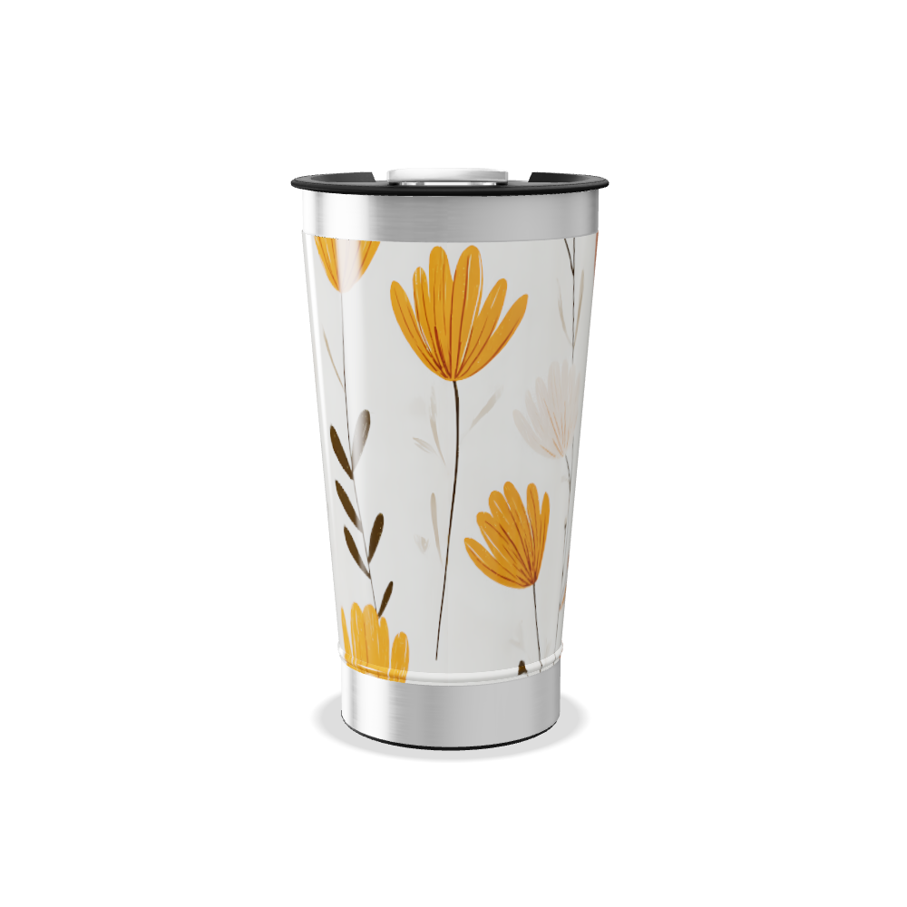 Copo Térmico - Floral Laranja Aço Inox