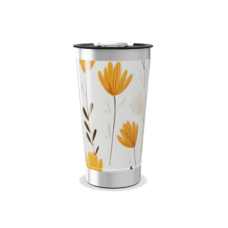 Copo Térmico - Floral Laranja Aço Inox
