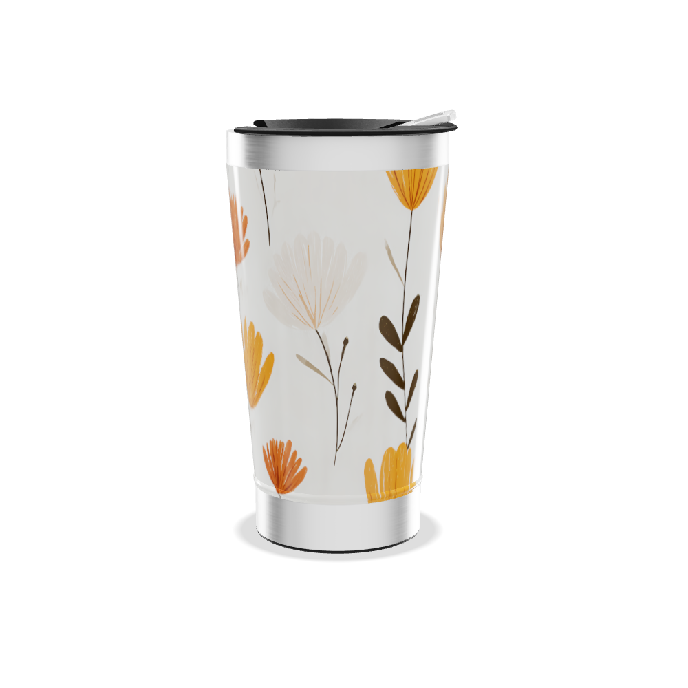 Copo Térmico - Floral Laranja Aço Inox