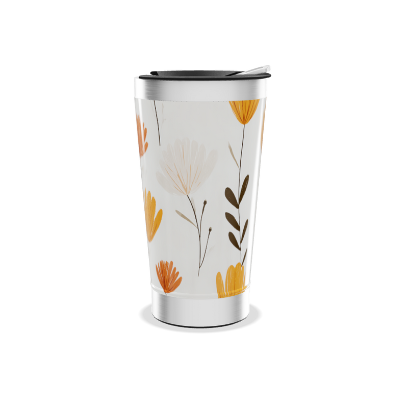 Copo Térmico - Floral Laranja Aço Inox