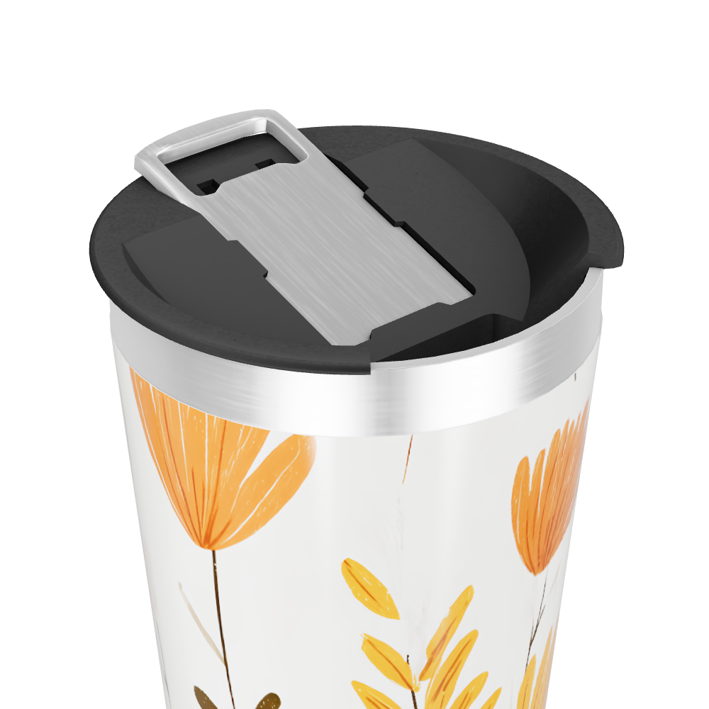 Copo Térmico - Floral Laranja Aço Inox