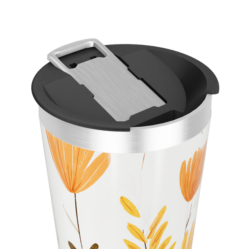 Copo Térmico - Floral Laranja Aço Inox