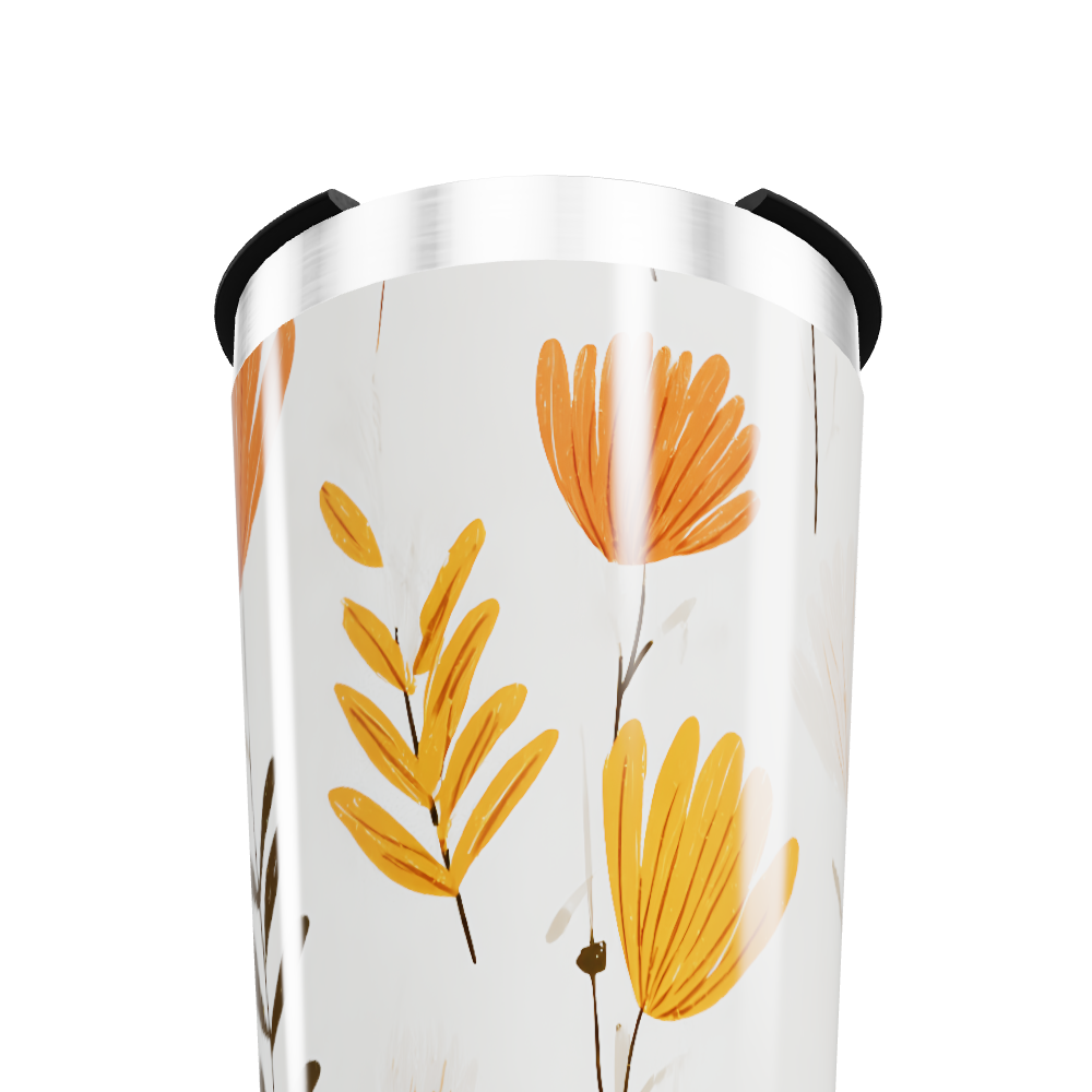Copo Térmico - Floral Laranja Aço Inox
