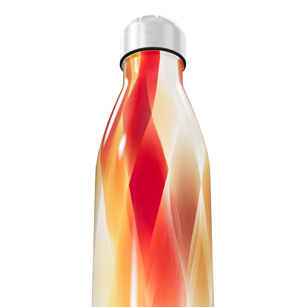 Garrafa Inox - Estampa Geométrica Vermelha