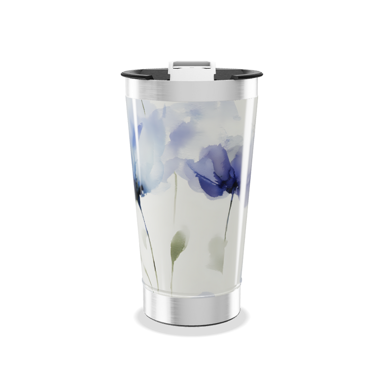 Copo Térmico - Floral Azul Inox