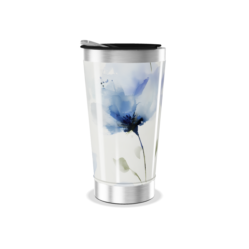 Copo Térmico - Floral Azul Inox