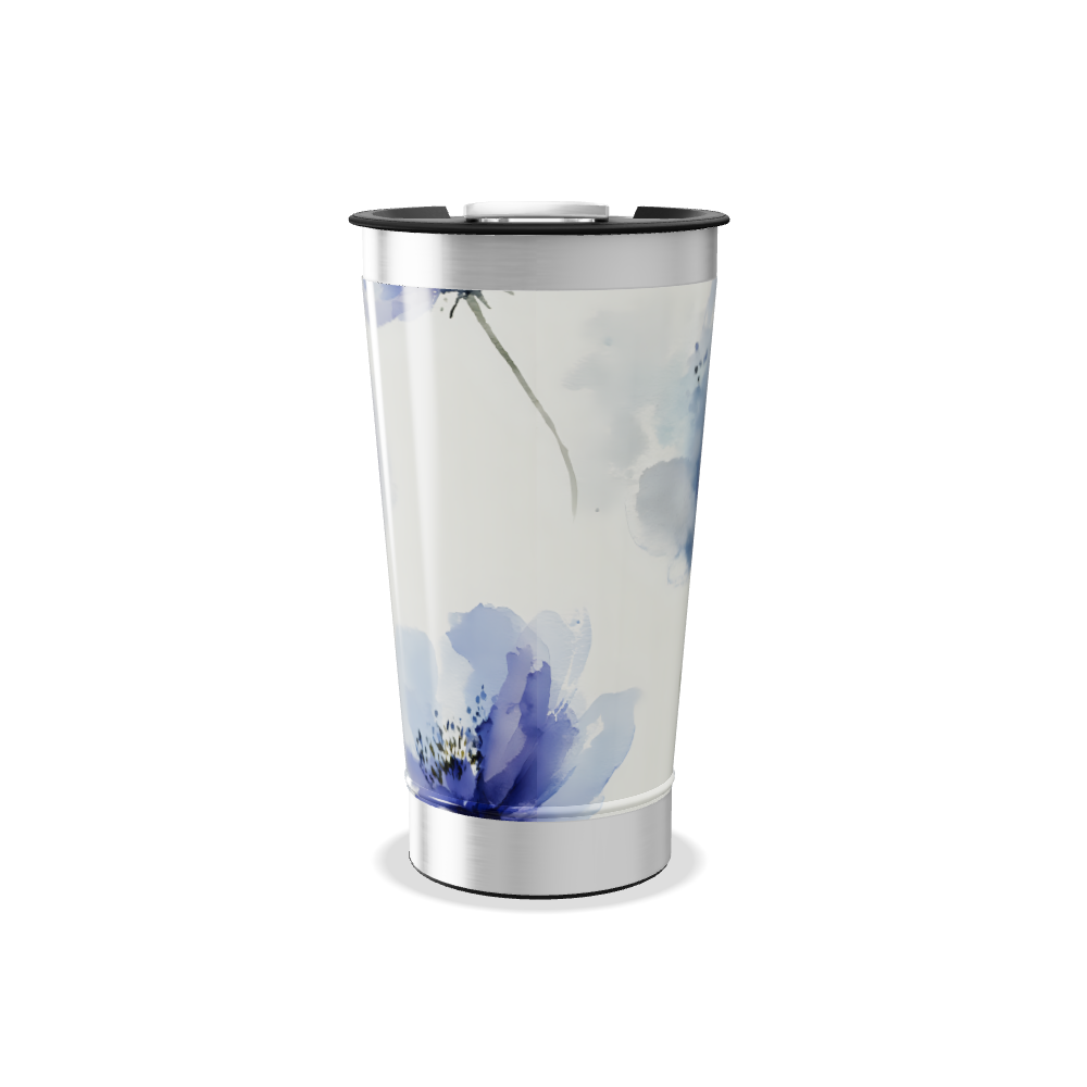 Copo Térmico - Floral Azul Inox