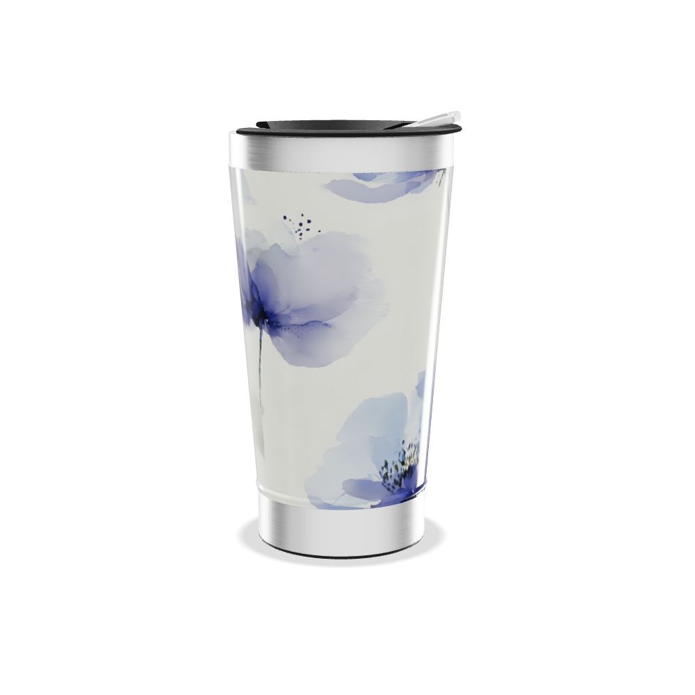 Copo Térmico - Floral Azul Inox