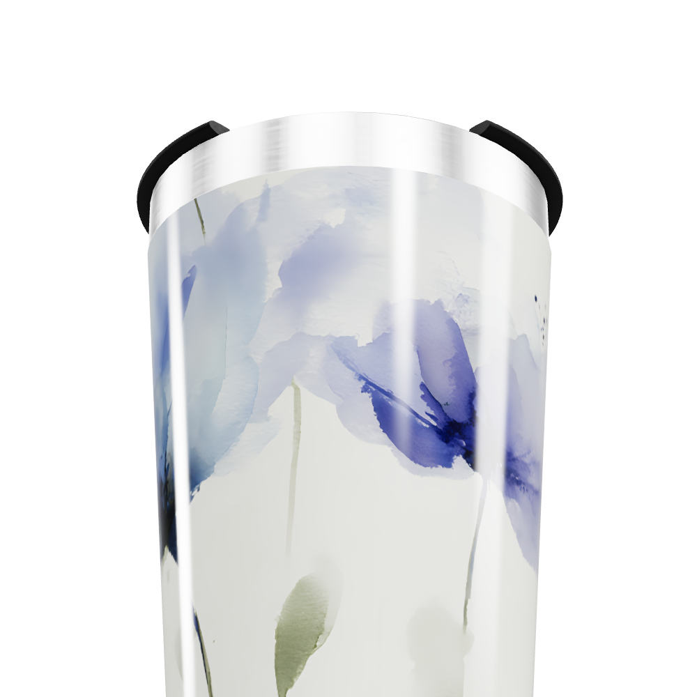 Copo Térmico - Floral Azul Inox