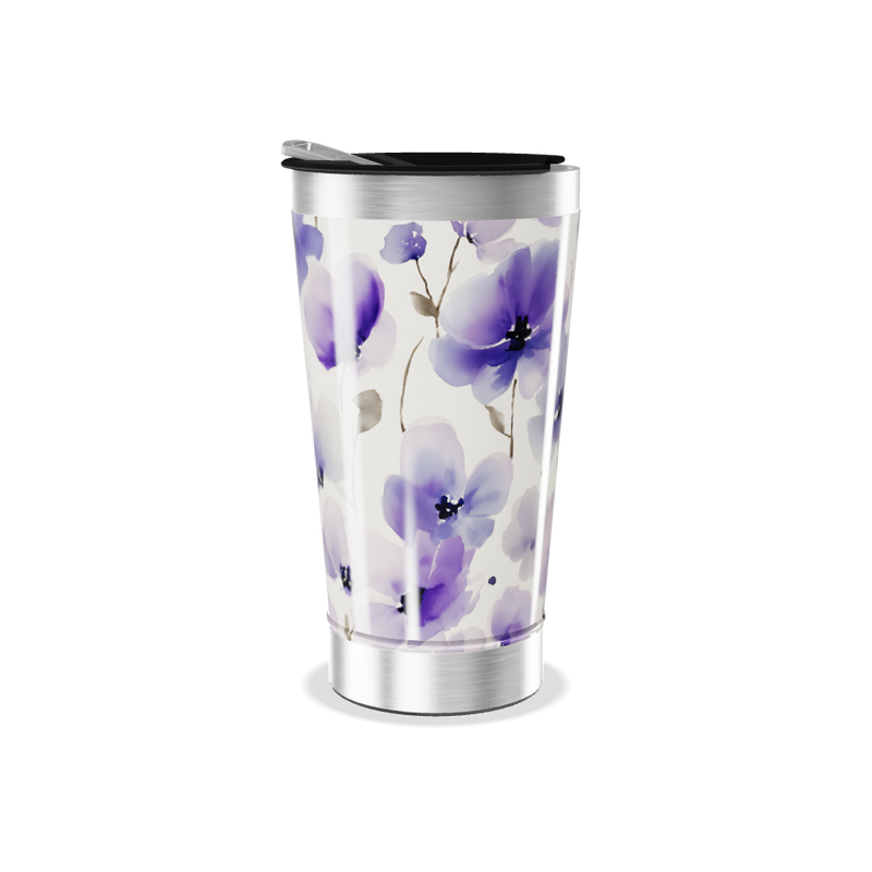 Copo Térmico - Floral Roxo Aço Inox