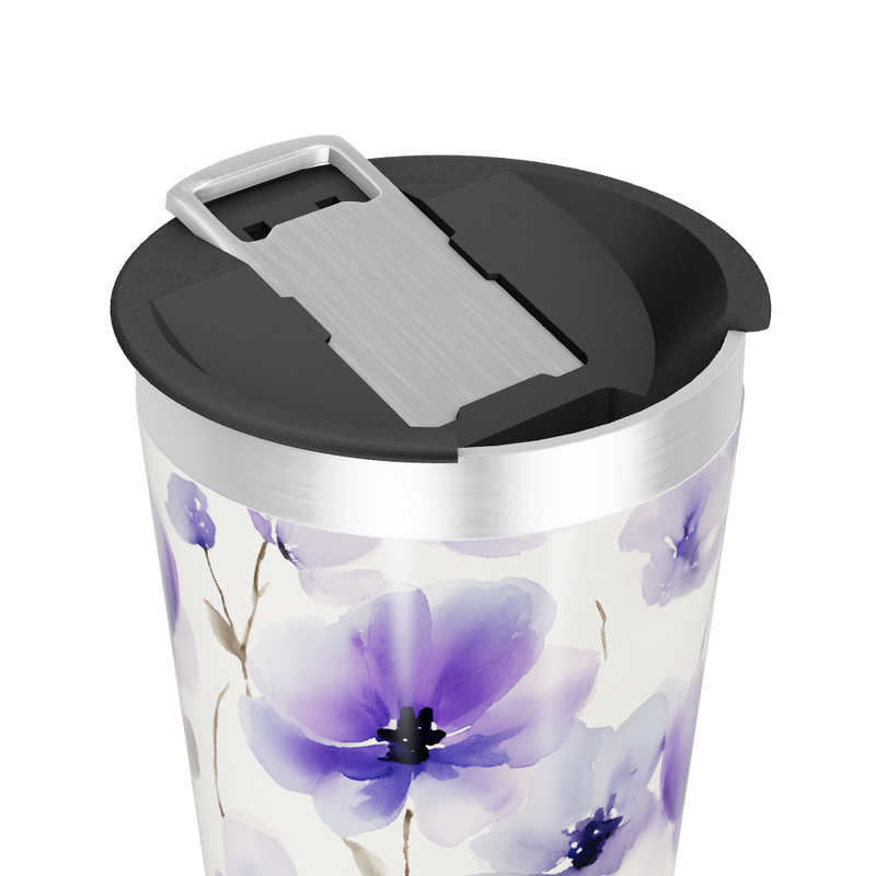 Copo Térmico - Floral Roxo Aço Inox