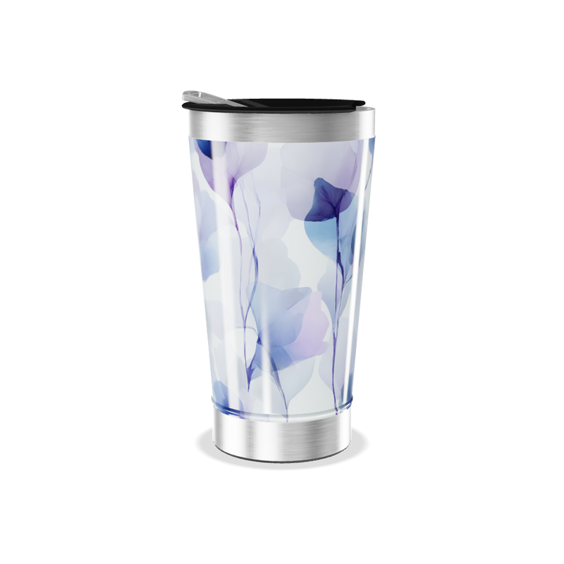 Copo Térmico - Azul Flores Aquarela