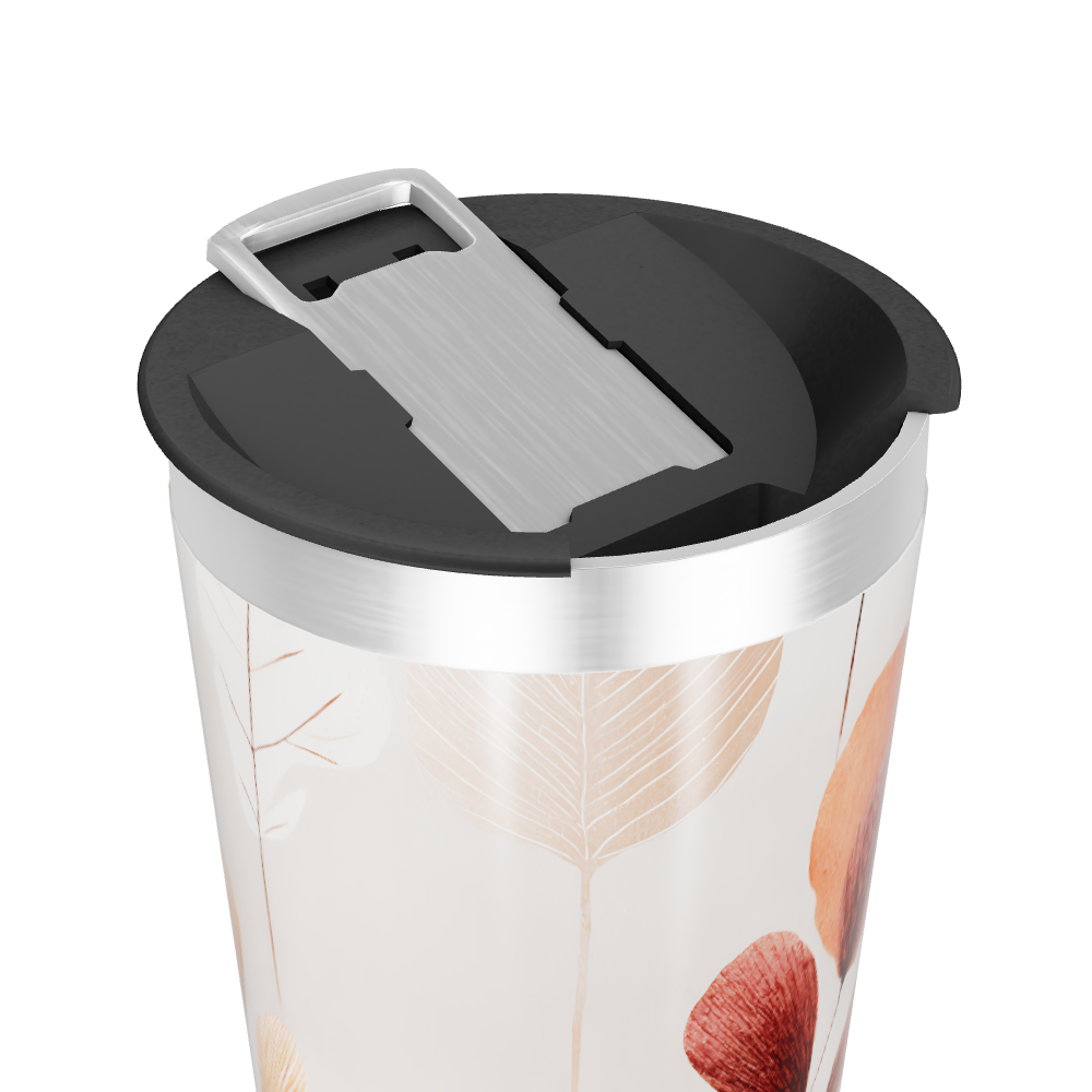 Copo Térmico - Floral Bege e Vermelho