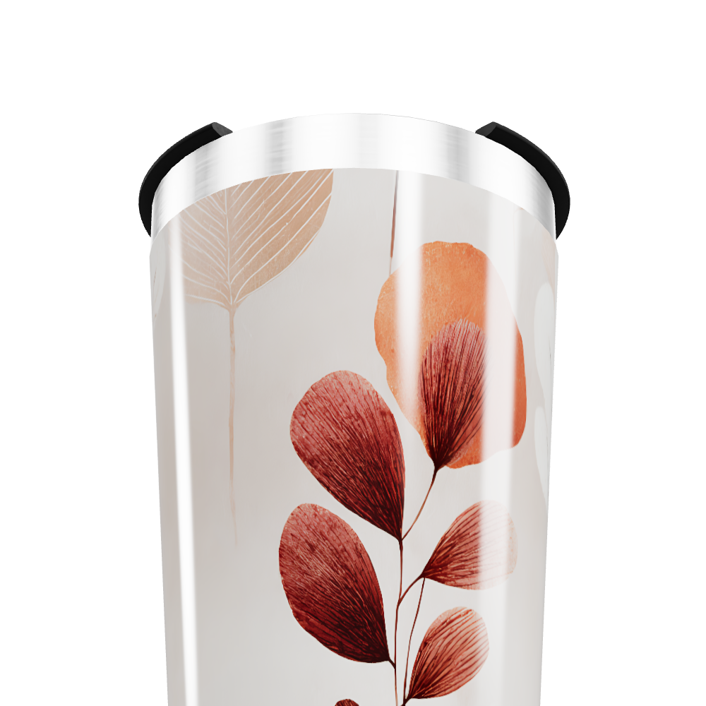 Copo Térmico - Floral Bege e Vermelho