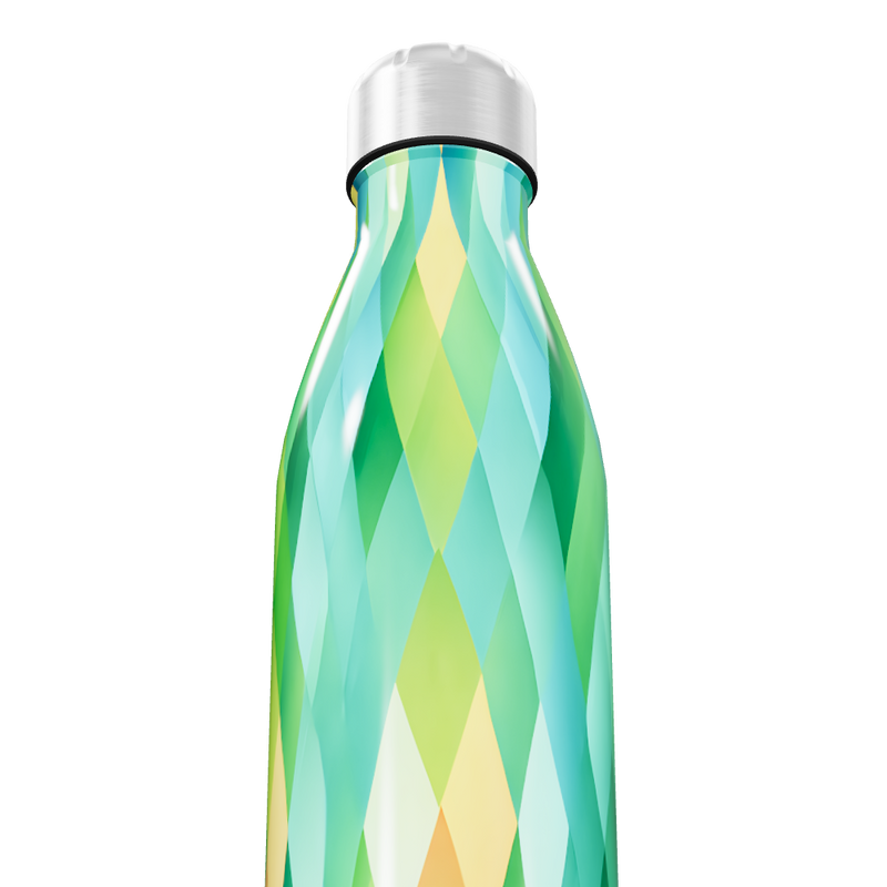 Garrafa Inox - Estampa Geométrica Verde