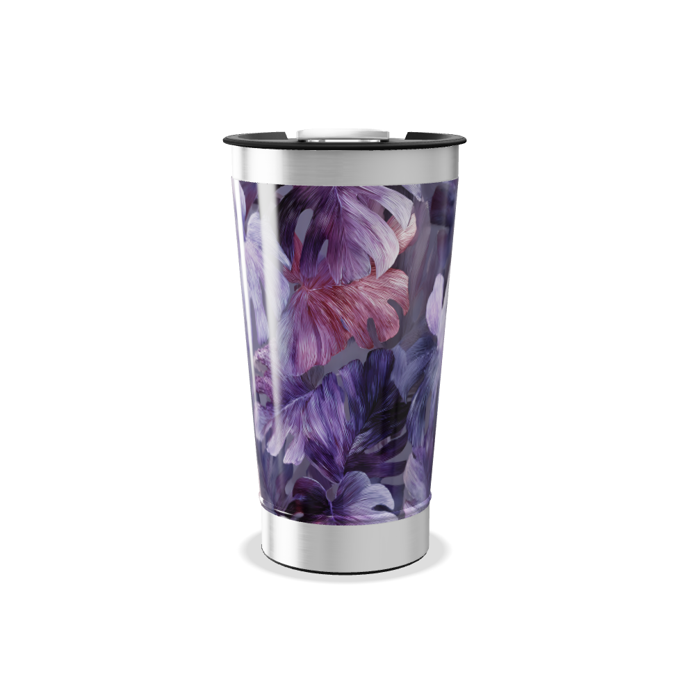 Copo Térmico - Folhas Roxas e Rosas