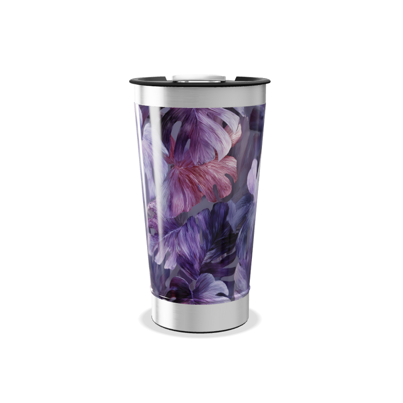 Copo Térmico - Folhas Roxas e Rosas