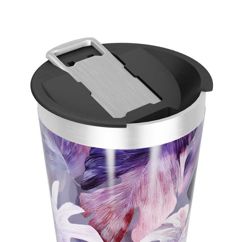 Copo Térmico - Folhas Roxas e Rosas