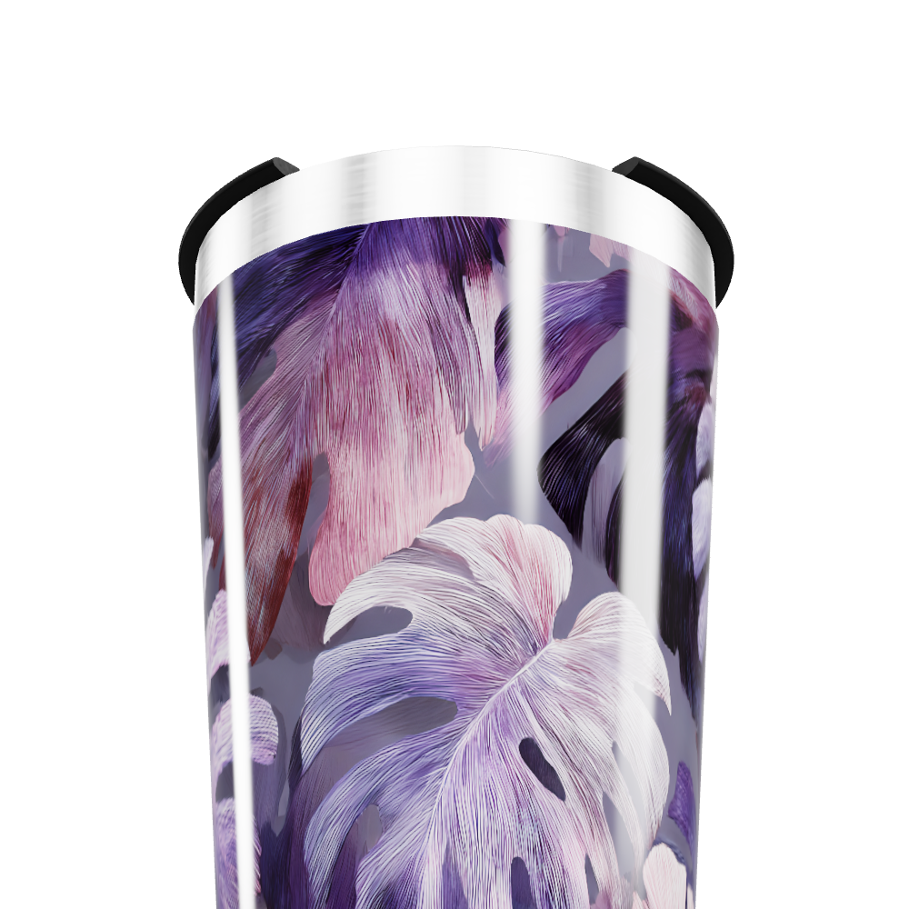 Copo Térmico - Folhas Roxas e Rosas