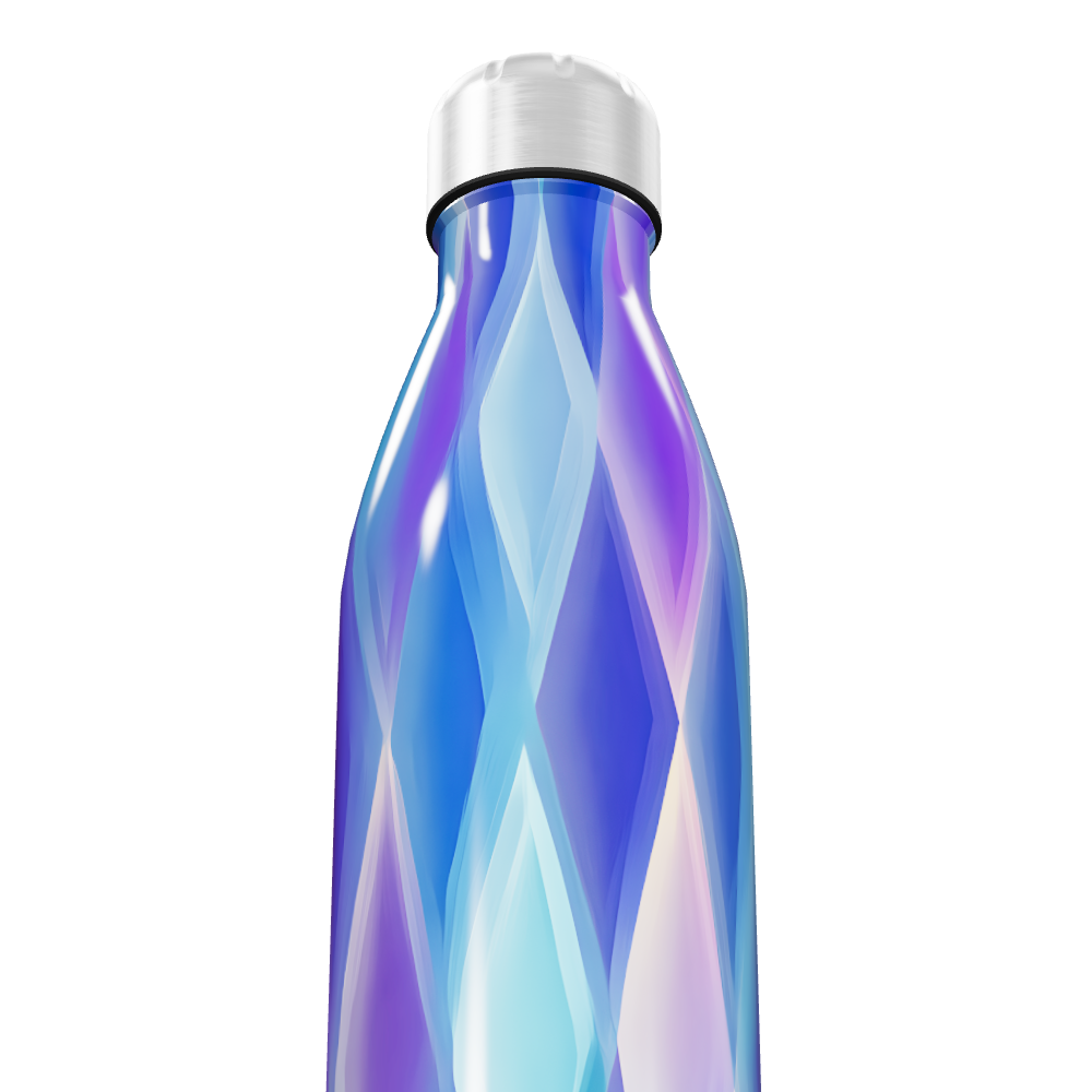 Garrafa Inox - Azul com Estampa Geométrica