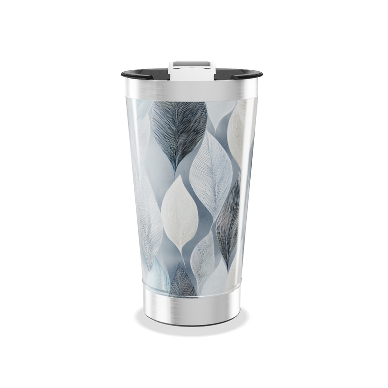 Copo Térmico - Folhas Azul e Branco