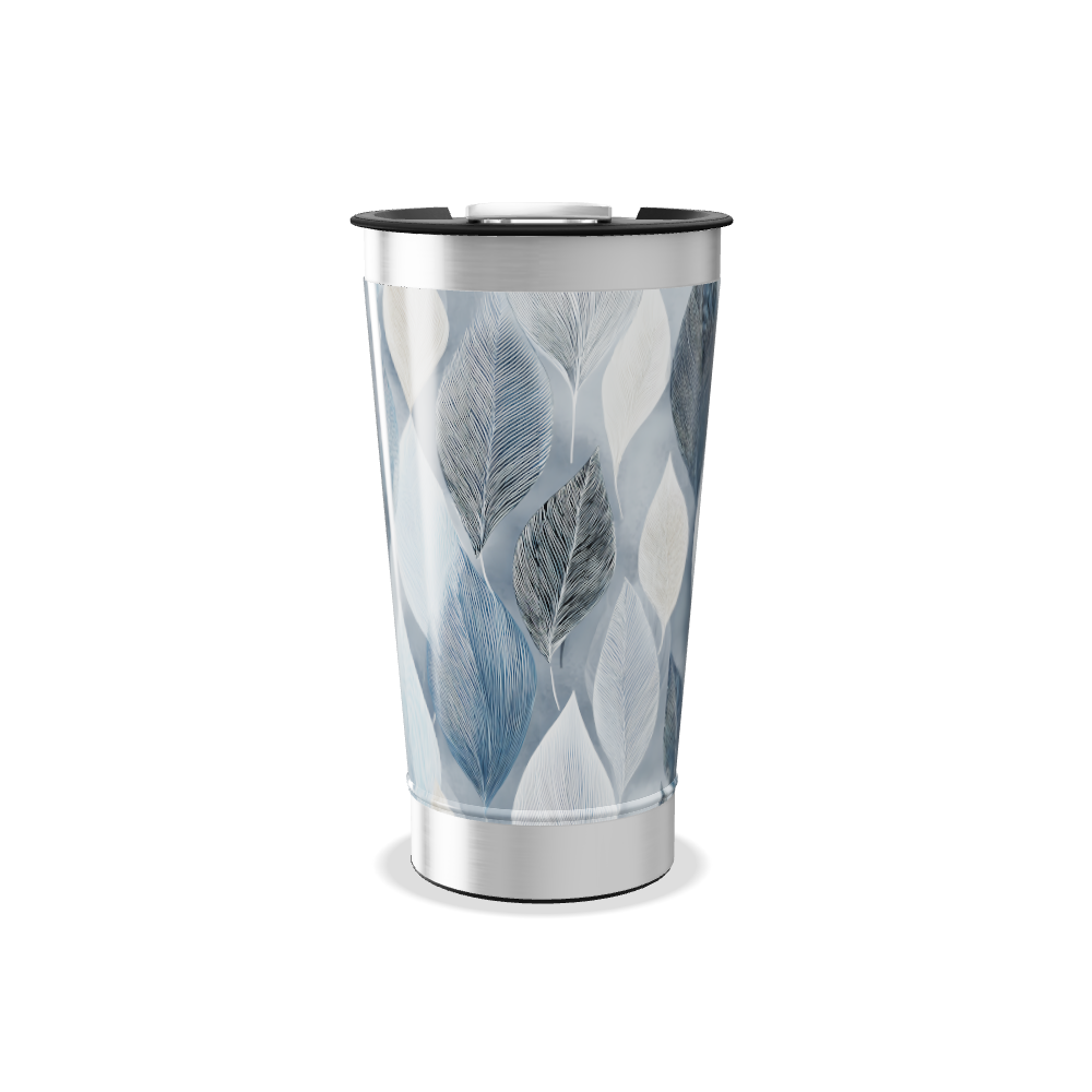 Copo Térmico - Folhas Azul e Branco