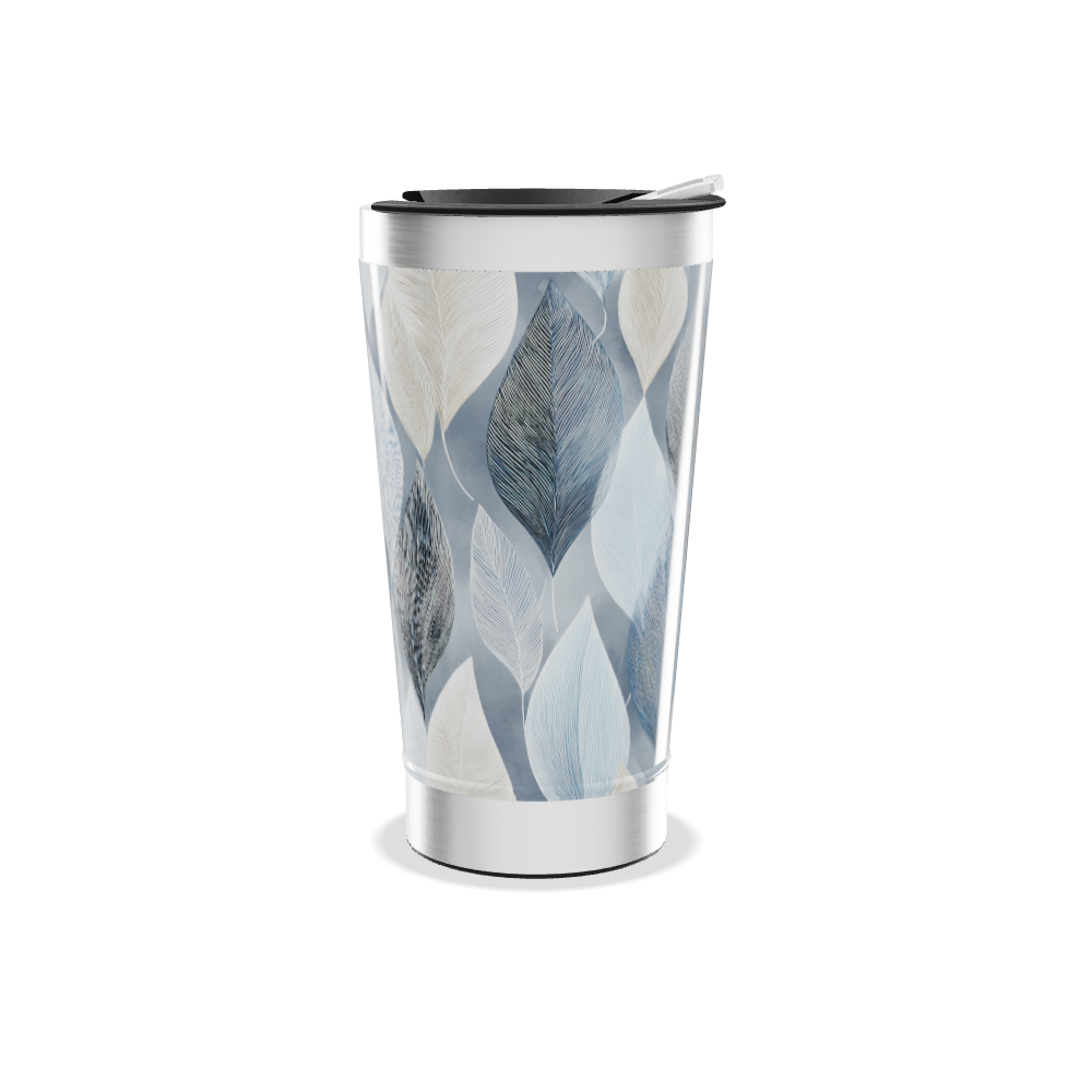 Copo Térmico - Folhas Azul e Branco