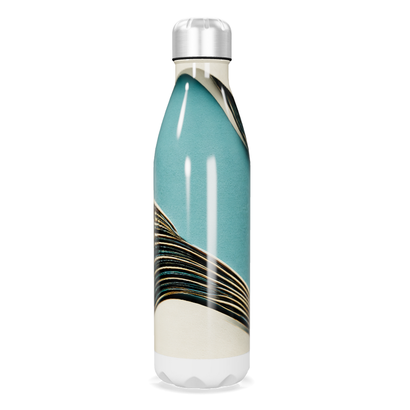 Garrafa Inox - Azul com Estampa Ondulada