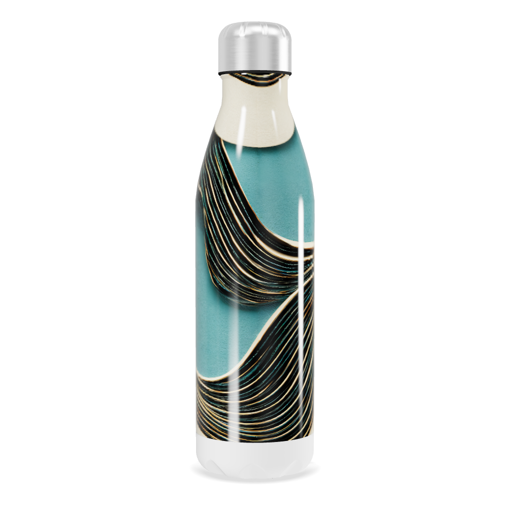 Garrafa Inox - Azul com Estampa Ondulada