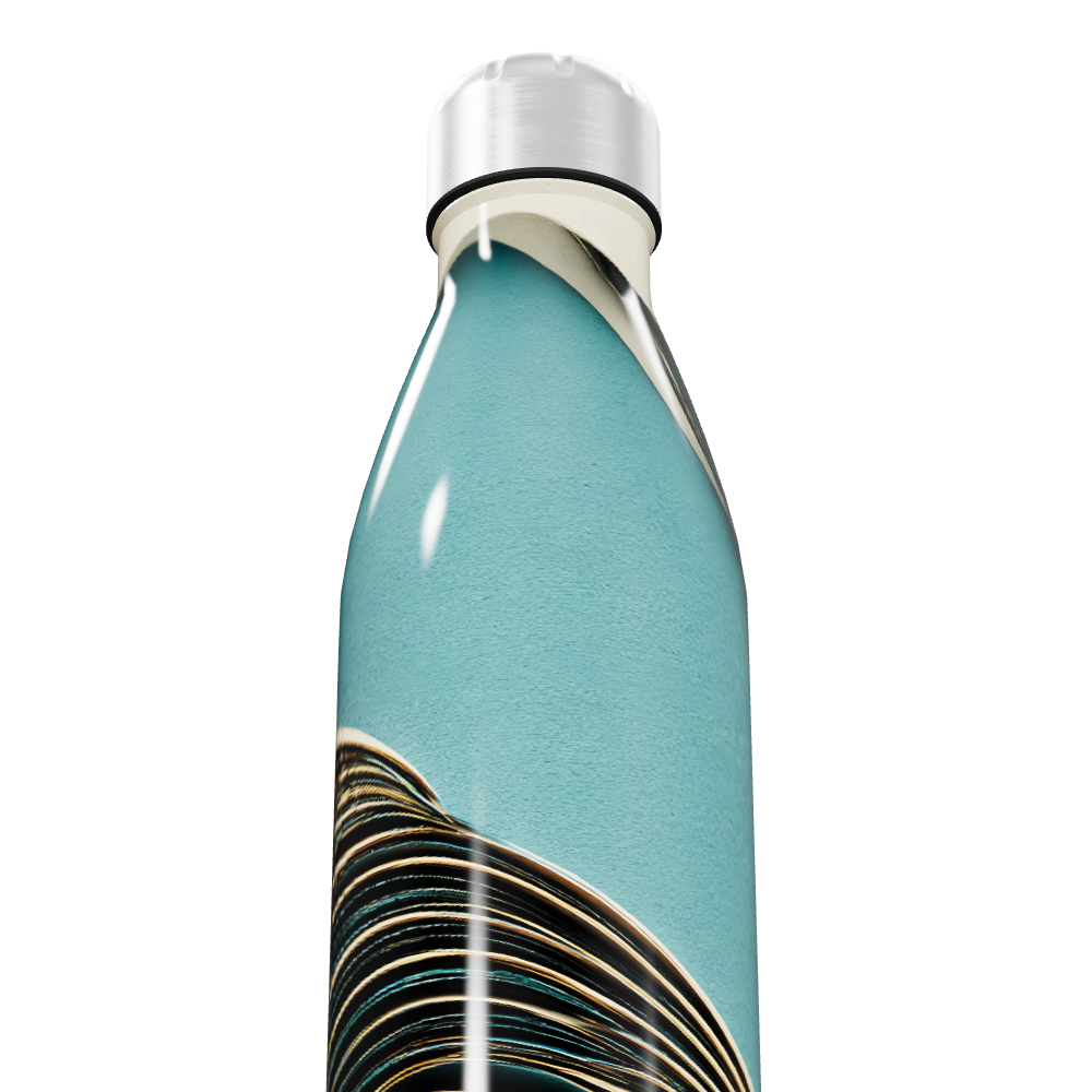 Garrafa Inox - Azul com Estampa Ondulada