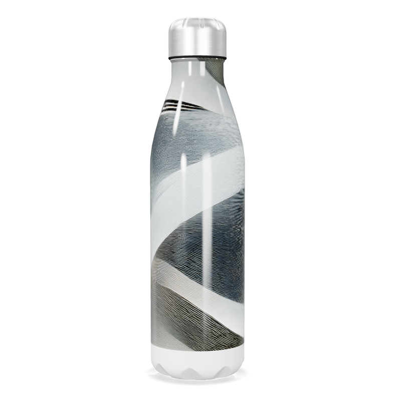 Garrafa Inox - Estampa Ondas Preto e Branco