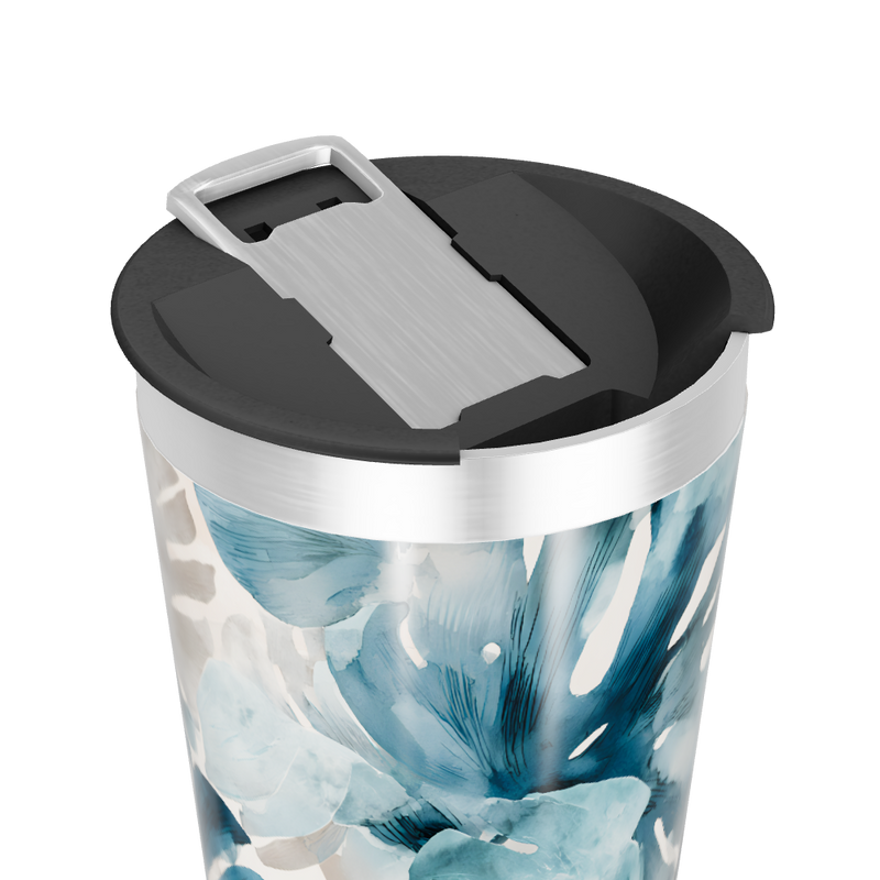 Copo Térmico - Floral Azul Aço Inox