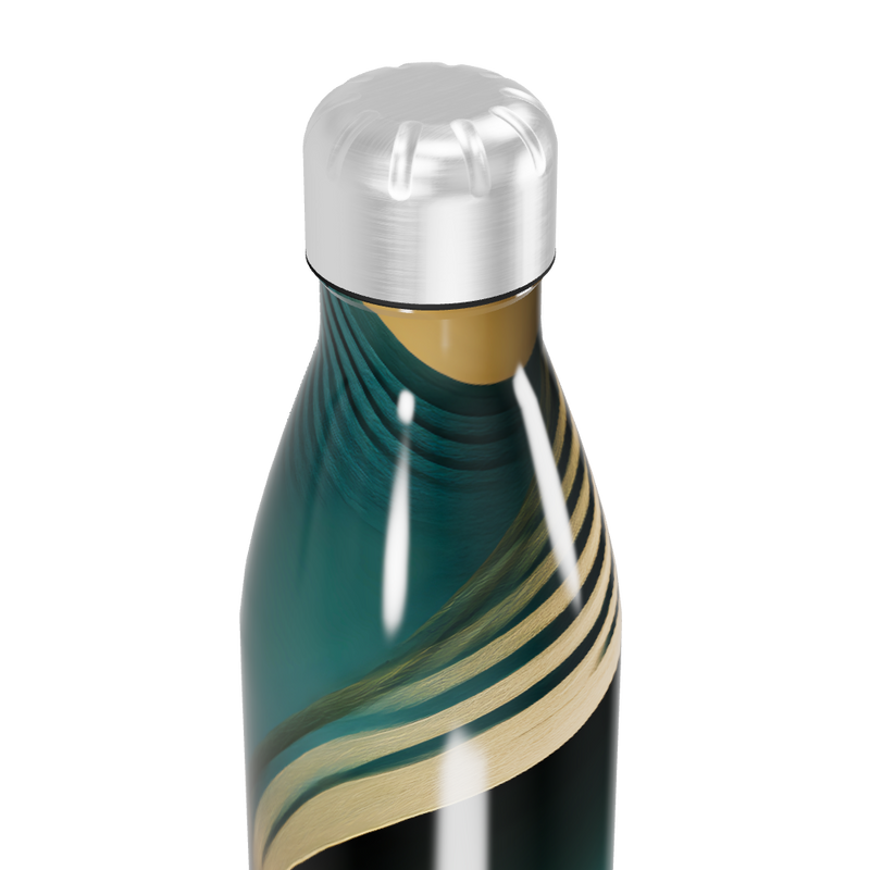 Garrafa Inox - Verde com Listras Decorativas