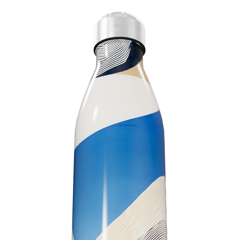 Garrafa Inox - Azul com Estampa Ondulada