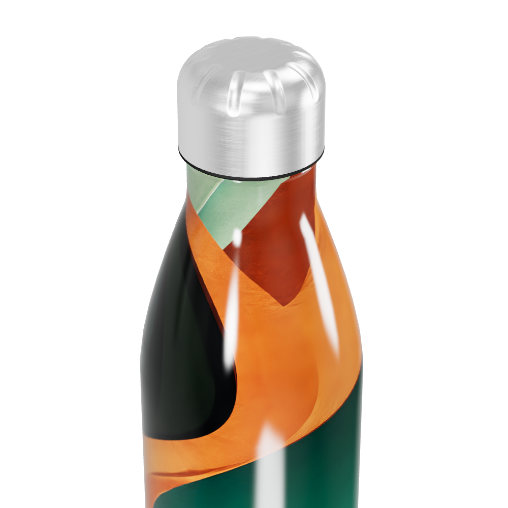 Garrafa Inox Estampada Verde e Laranja