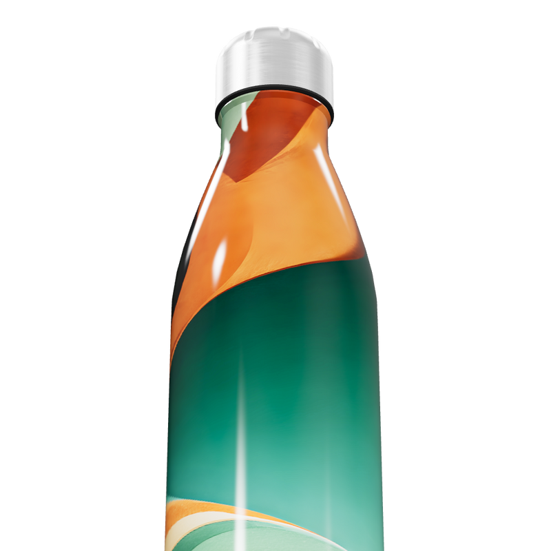Garrafa Inox Estampada Verde e Laranja