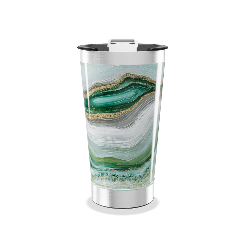 Copo Térmico - Verde Mármore Aço Inox