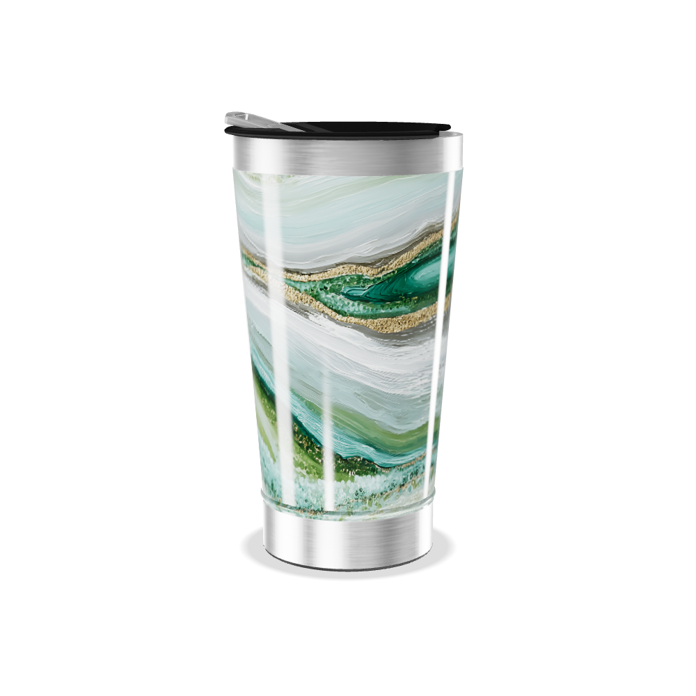 Copo Térmico - Verde Mármore Aço Inox