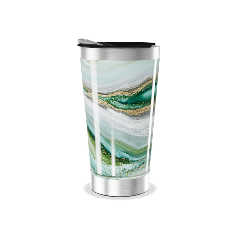 Copo Térmico - Verde Mármore Aço Inox