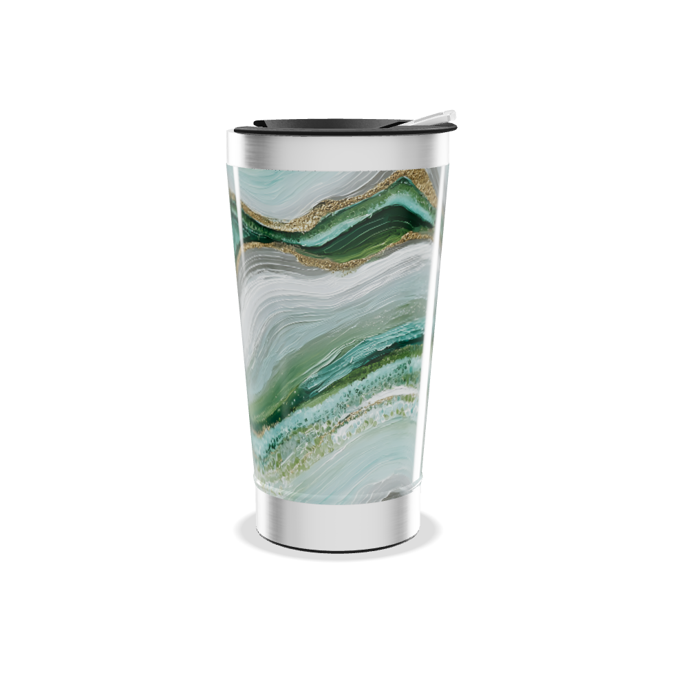 Copo Térmico - Verde Mármore Aço Inox