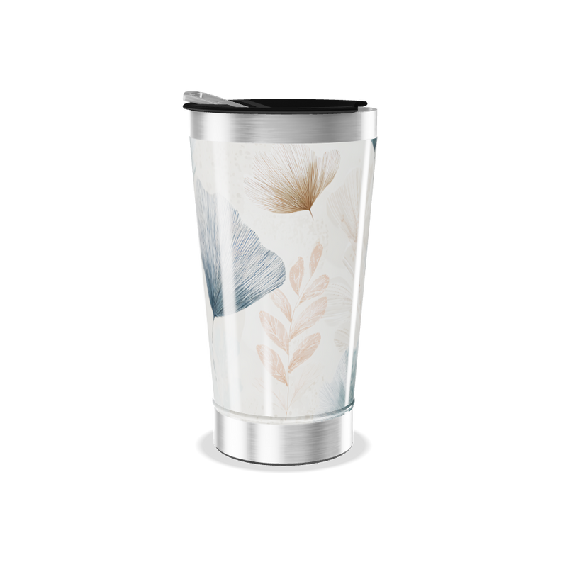 Copo Térmico - Floral Bege e Azul