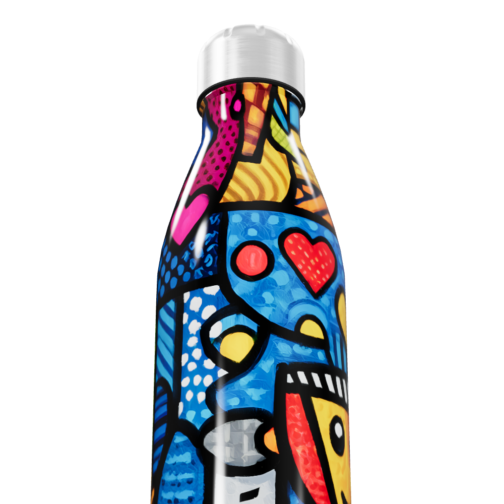 Garrafa Inox - Estampa Colorida Abstrata