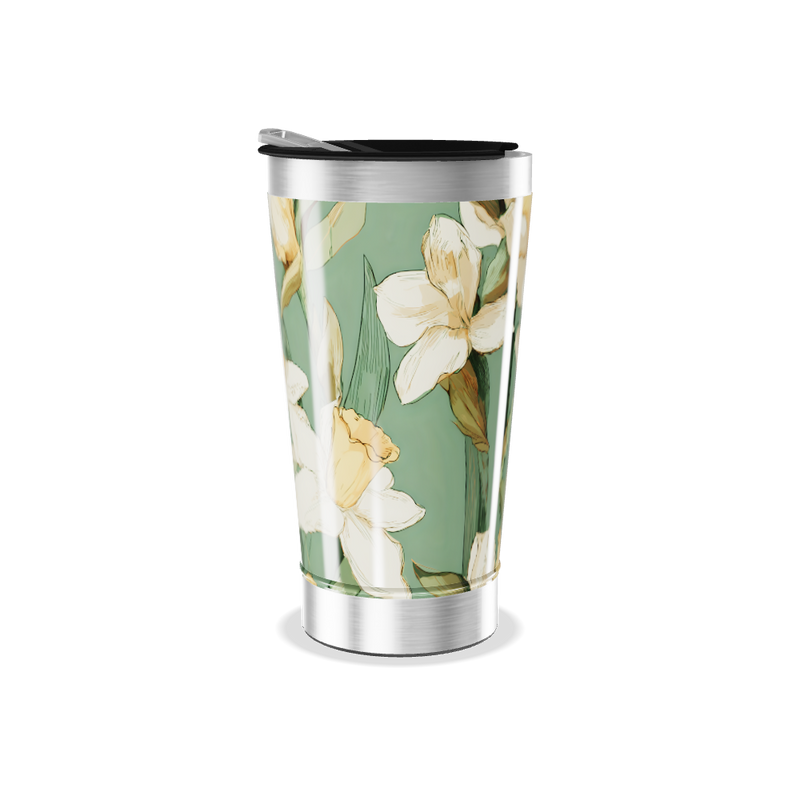 Copo Térmico - Floral Verde Aço Inox