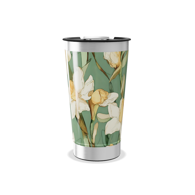 Copo Térmico - Floral Verde Aço Inox