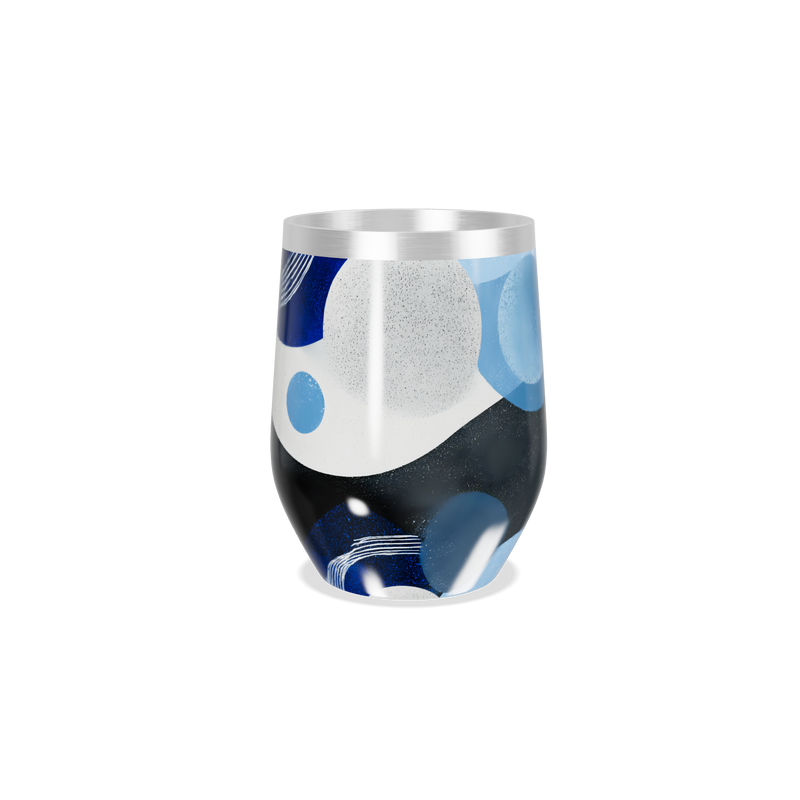 Copo Térmico Slim - Azul com Estampa Geométrica