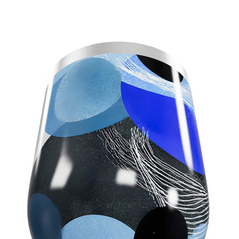 Copo Térmico Slim - Azul com Estampa Geométrica